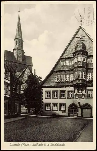 Ansichtskarte Osterode (Harz) Rathaus und Marktkirche Harz 1959