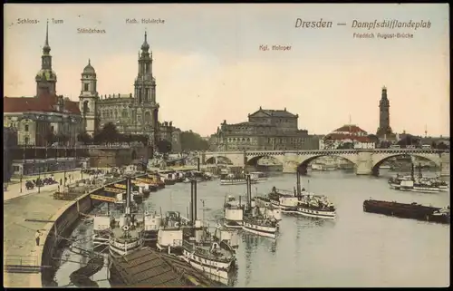 Ansichtskarte Dresden Panorama Elbdampfer 1911