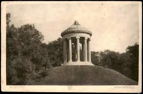 Ansichtskarte München Säulen Gebäude im Park 1907