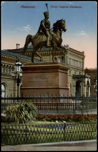 Ansichtskarte Hannover Ernst August Denkmal 1916   1. Weltkrieg Feldpost