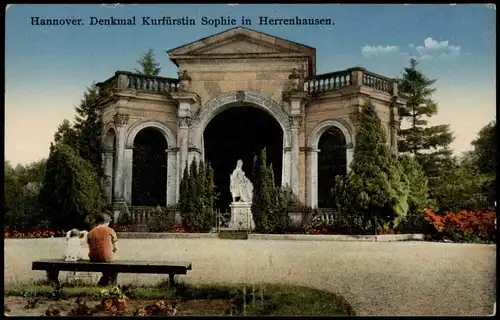 Herrenhausen-Hannover Denkmal Kurfürstin Sophie in Herrenhausen 1910