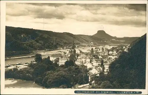 Ansichtskarte Bad Schandau Panorama-Ansicht Blick Elbe und LILIENSTEIN 1950