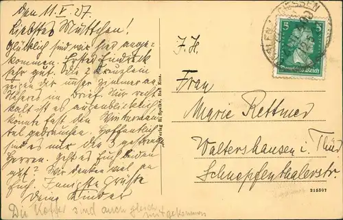 Bad Ems Genesungsheim für Gelehrte  Künstler 1927  gel. Bahnpoststempel