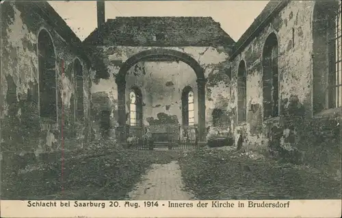 Saarburg (Lothringen) Sarrebourg 1. Weltkrieg  Kirche in Brudersdorf 1914