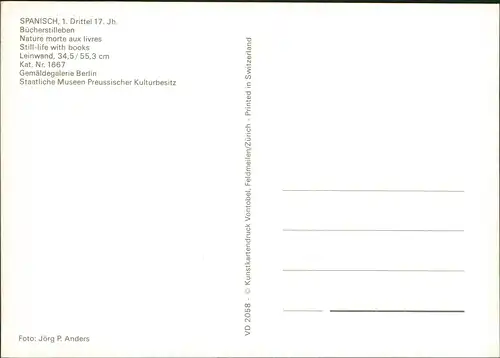 Ansichtskarte  Bücherstilleben Künstlerkarte (Gemäldegalerie Berlin) 1980
