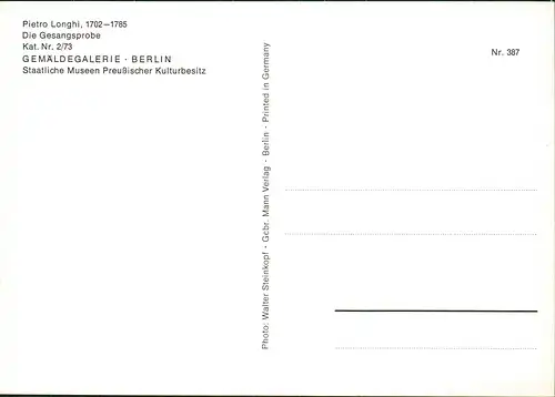 Künstlerkarte Gemälde von Pietro Longhi Die Gesangsprobe 1980