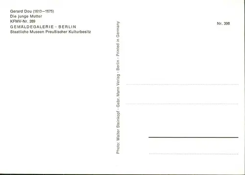 Ansichtskarte  Künstlerkarte Gemälde von Gerard Dou Die junge Mutter 1980