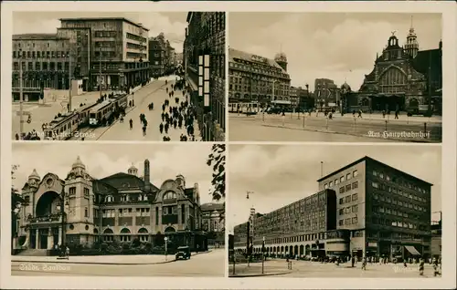 Ansichtskarte Essen (Ruhr) Am Hauptbahnhof Postamt 4 Bild 1938