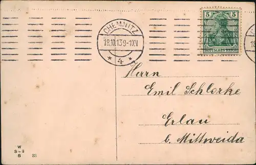 Ansichtskarte  Künstlerkarte Mann mit Blumen Telegramm AK 1913