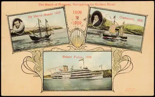 .USA United States of America Hudson River Schiffe (Ship Robert Fulton,  1909