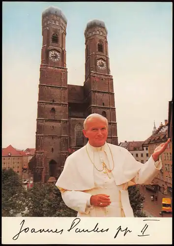 Ansichtskarte München Johannes Paul II vor der Frauenkirche 1980