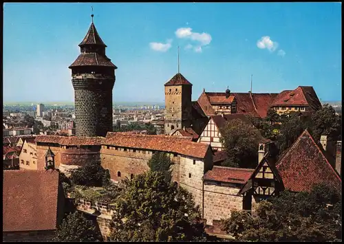 Nürnberg Panorama-Ansicht Blick Sinwellturm Heidenturm auf der Kaiserburg 1980