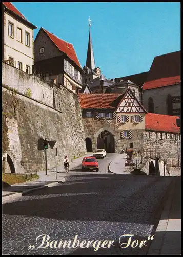 Kronach Ortsansicht, Straße Auto Radfahrer am "Bamberger Tor" 1980