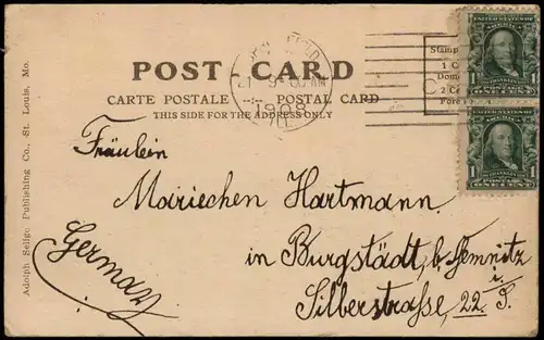 Ansichtskarte  Good Luck Glück Schweine Pig Kleeblätter USA 1908