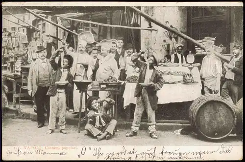 Cartoline Neapel Napoli Costumi popolari 1918  gel. Stempel Deutsche Seepost