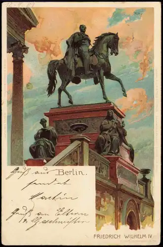 Ansichtskarte Berlin FRIEDRICH WILHELM IV Stimmungsbil Künstlerkarte 1901