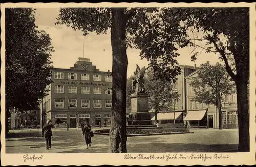 Ansichtskarte Herford Markt Haus der deutschen Arbeit 1937
