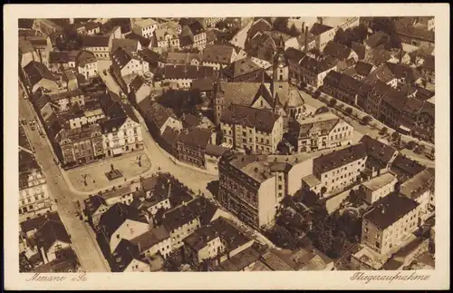 Ansichtskarte Meerane Luftbild Innenstadt 1928