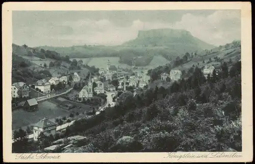 Königstein (Sächsische Schweiz) Stadtpartie mit Lilienstein 1924