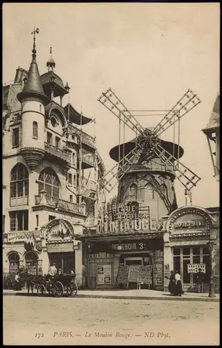 CPA Paris Moulin Rouge, Kutsche 1910