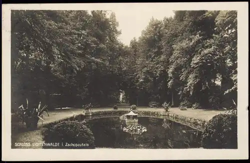 Lichtenwalde Niederwiesa Schloßpark 1931  gel Bahnpoststempel Chemnitz Rosswein