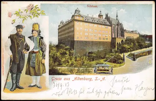 Ansichtskarte Altenburg 2 Bild Schloß, Trachten Litho AK 1903