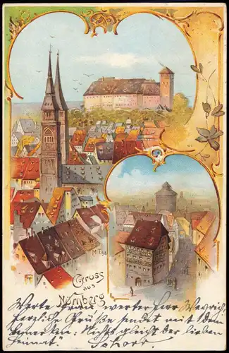 Ansichtskarte Nürnberg Stadt, Straße - Rahmen Rocaillen 1899