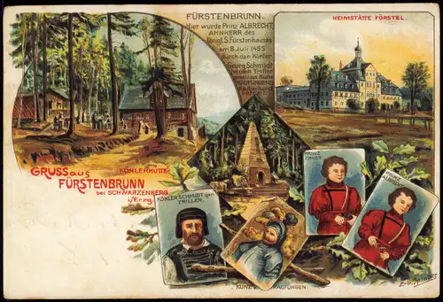 Ansichtskarte Schwarzenberg (Erzgebirge) Mehrbild Litho AK Fürstenbrunn 1910