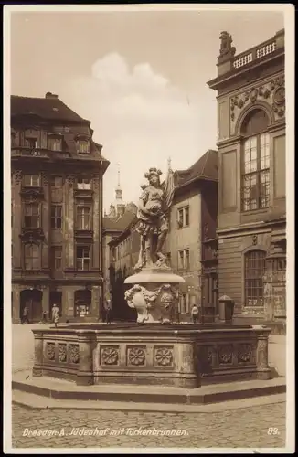 Innere Altstadt-Dresden Jüdenhof mit Türkenbrunnen, Fotokarte 1927