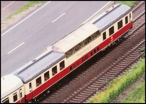 Verkehr Eisenbahn Zug Motiv-AK TE Rheingold mit Aussichtswagen am Rhein 2007