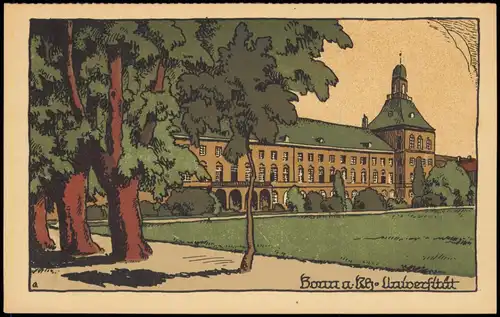Ansichtskarte Bonn Universität, Steindruck AK 1924