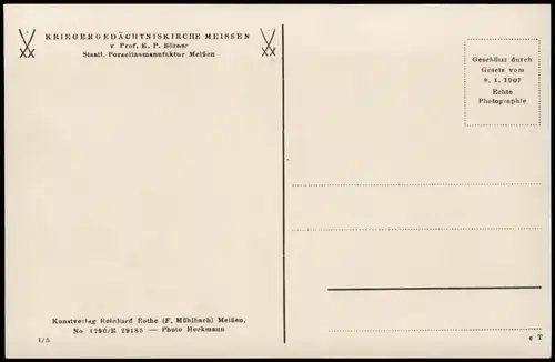 Ansichtskarte Meißen Kriegergedächtniskirche Altar aus Porzellan 1928