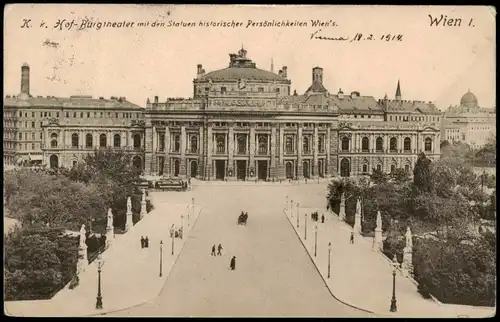 Wien Hof-Burgtheater mit den Statuen historischer Persönlichkeiten 1912