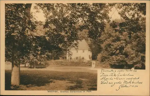 Ansichtskarte Weimar Goethes Gartenhaus im Park 1928