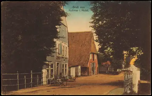 Ansichtskarte Kollmar Straßenpartie, Gasthof zur Post 1912