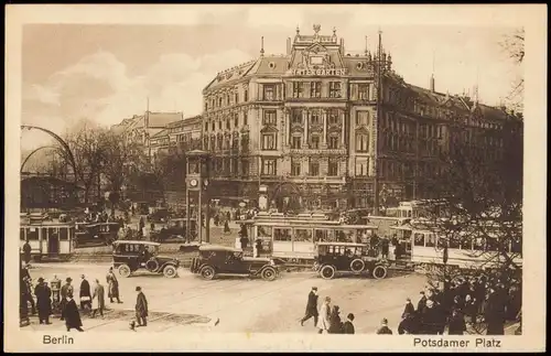 Tiergarten-Berlin Verkehrs-Situation am Potsdamer Platz, Tram Autos 1910