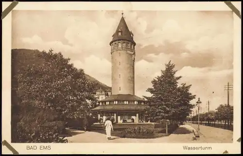 Ansichtskarte Bad Ems Strassen Partie am Wasserturm 1925