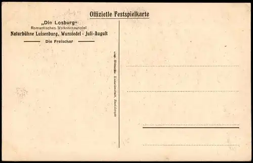 Luisenburg-Wunsiedel Festspielkarte Naturbühne Volksschauspiel Freischar 1920