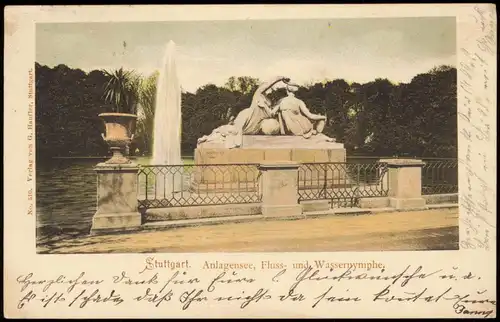 Ansichtskarte Stuttgart Anlagensee, Fluss- und Wassernymphe 1901