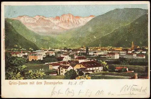 Gries-Bozen Bolzano Panorama-Ansicht Gries-Bozen mit dem Rosengarten 1900