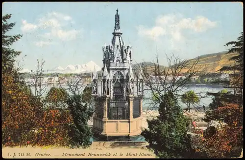 Ansichtskarte Genf Genève Monument Brunswick et le Mont-Blanc 1911