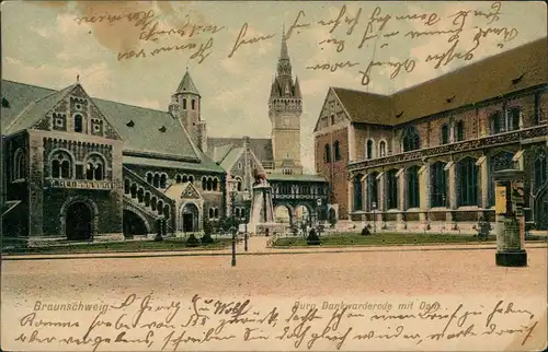 Ansichtskarte Braunschweig Burg Dankwarderode mit Dom 1905