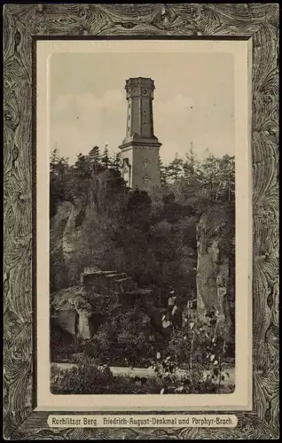 Rochlitz Rochlitzer Berg. Fr.-August-Denkmal  orphyr-Bruch. 1914 Passepartout
