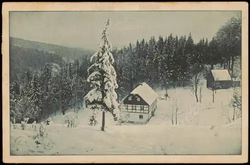 Ansprung-Marienberg Erzgebirge Hüttstadtmühle Winter 1927 gel. Bahnpoststempel