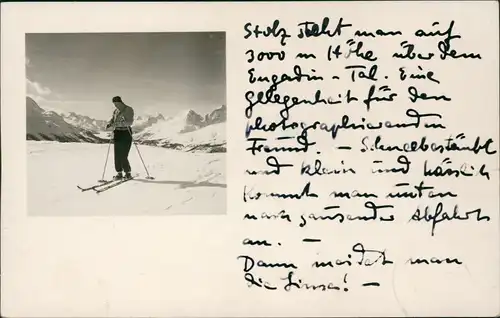 Ansichtskarte Engadin Engiadina | Engadina Skifahrer auf 3000 m 1935