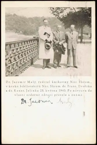 Postcard .Tschechien Dr. Jaromír Malý Ceska Politik Autogramm 1950