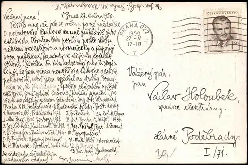 Postcard .Tschechien Dr. Jaromír Malý Ceska Politik Autogramm 1950