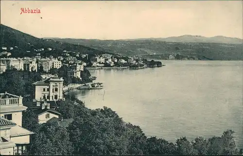 Postcard Sankt Jakobi Opatija (Abbazia) Stadtvillen 1908  gel Stempel Wien
