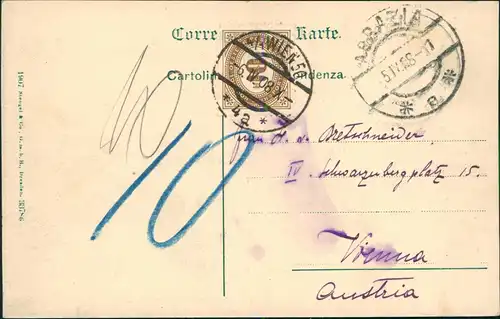 Postcard Sankt Jakobi Opatija (Abbazia) Stadtvillen 1908  gel Stempel Wien