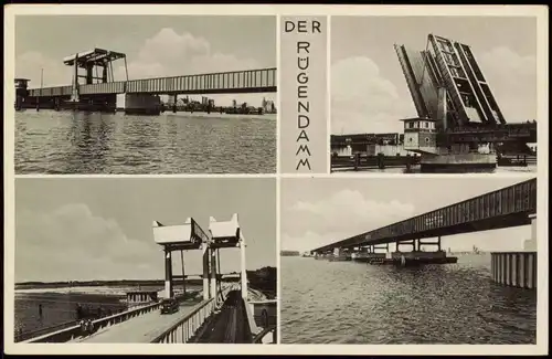 Ansichtskarte Stralsund 4 Bild Rügendamm 1935